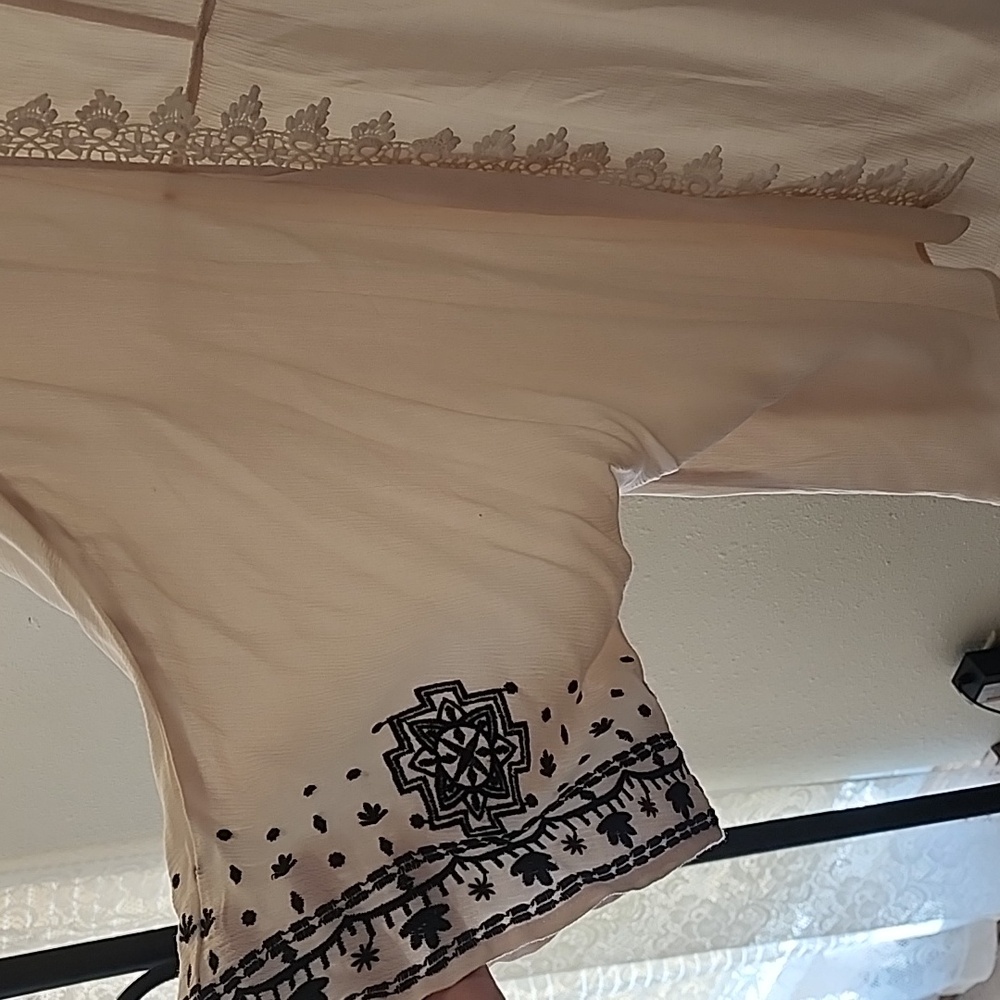 Cream and Black Boho Wrap - Picture 2 of 7